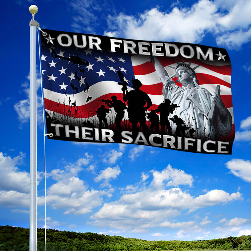 Memorial Day Grommet Flag Our Freedom Their Sacrifice U.S. Veteran  TQN109GF
