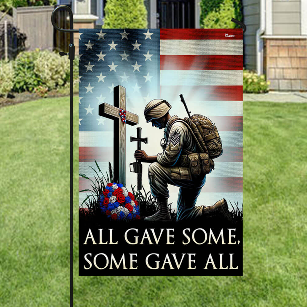 Memorial Day FLAGWIX Veteran Kneeling The Cross  American Soldier All Gave Some Some Gave All Flag MLN2720F