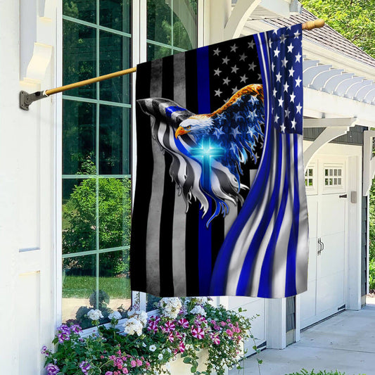 The Thin Blue Line Eagle With Christian Cross American Flag TPT930F
