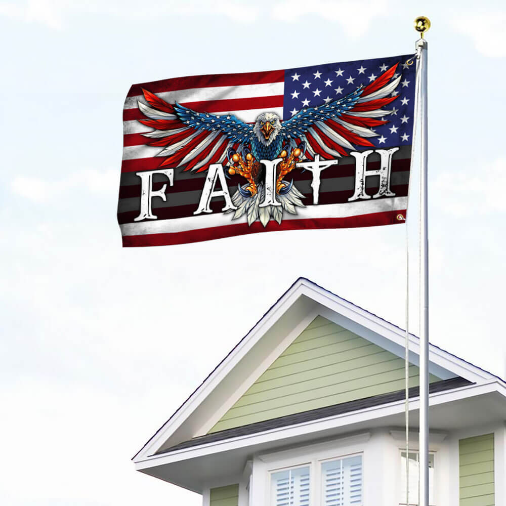 Faith Flag Christian Cross American Patriotic Flag TPT190GFv1