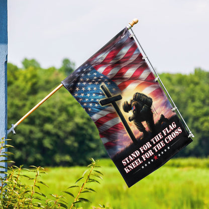 FLAGWIX  Veteran Kneeling Christ Cross Stand For The Flag Kneel For The Cross Flag MLN2354F