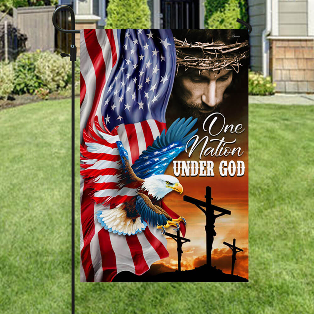 American Flag - One Nation Under God – Jesus Christian American Eagle  Flag