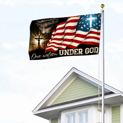 Flagwix American Flag - One Nation Under God, Jesus Christian Patriotic American Grommet Flag TPT841GF