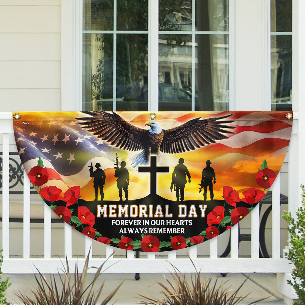 Memorial Day Forever In Our Hearts Non-Pleated Fan Flag VTM1208NTH