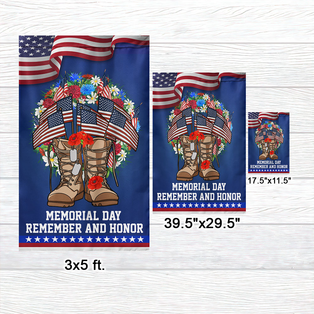 Flagwix American Flag - Memorial Day Veteran Boots American Wreath Remember and Honor Flag MLN1264F