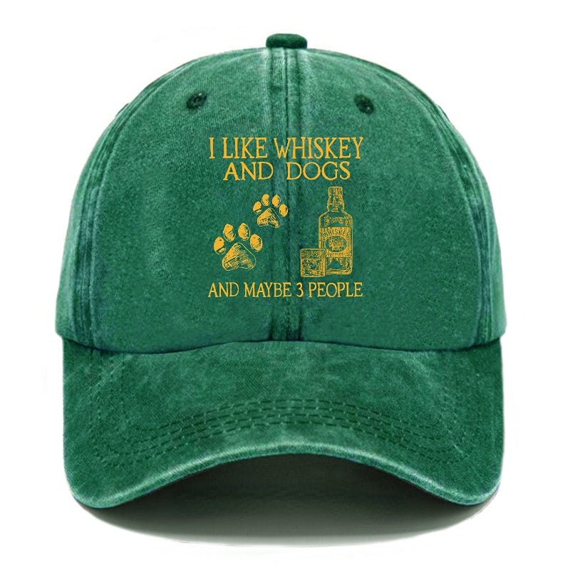 I Like Whiskey And Dogs And Maybe 3 People Funny Print cap (Free Customization)