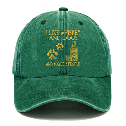 I Like Whiskey And Dogs And Maybe 3 People Funny Print cap (Free Customization)