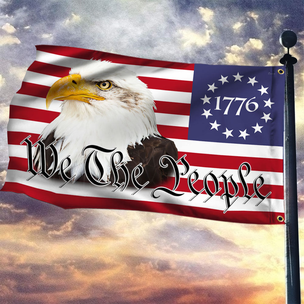 Betsy Ross We The People Eagle American Patriot Grommet Flag TQN27GF