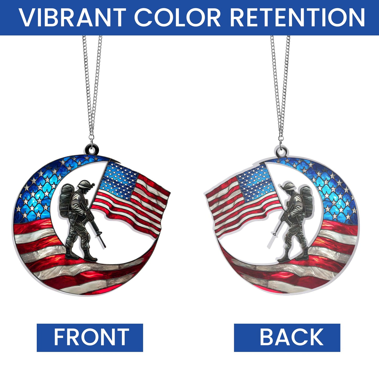 Veterans Day American Soldier Crescent Moon Suncatcher Acrylic Hanging TQN3861AS