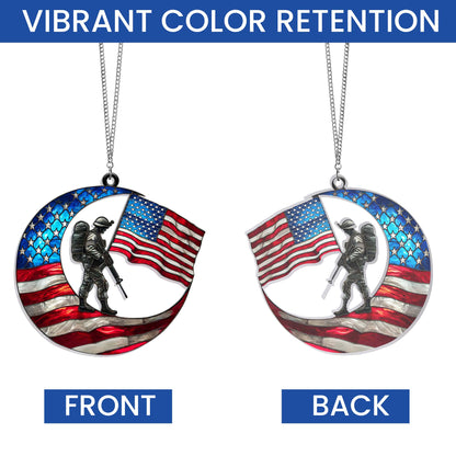 Veterans Day American Soldier Crescent Moon Suncatcher Acrylic Hanging TQN3861AS