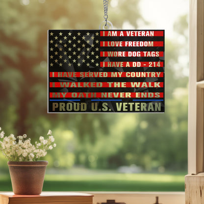 Proud U.S. Veteran Suncatcher - Acrylic Hanging Gift for Veterans Day, Memorial Day & Patriotic Decor TQN3879AS