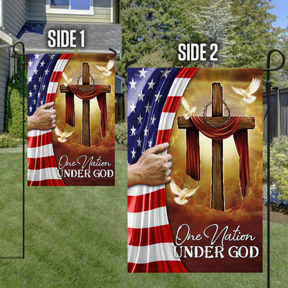 Flagwix American Flag - One Nation Under God Christian Cross American Flag TPT1317F