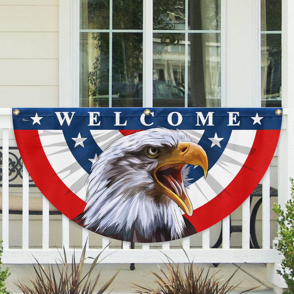 Flagwix American Flag - Patriotic Eagle Welcome American  Non-Pleated Fan Flag MLN3138FL