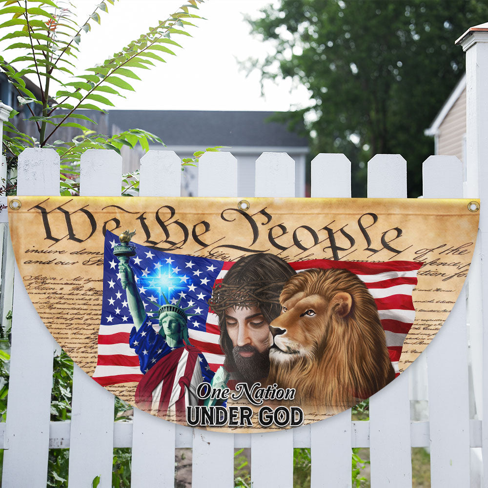 Lion Of Judah Jesus God Patriot One Nation Under God Non-Pleated Fan Flag MLN2628FL
