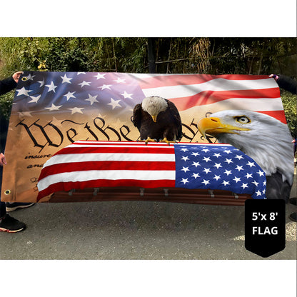 Flagwix American Flag - Patriotic Eagle, We The People, American Memorial Grommet Flag TPT861GF