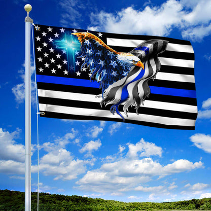 The Thin Blue Line. Police. Law Enforcement American Eagle Flag THB3482GFv1