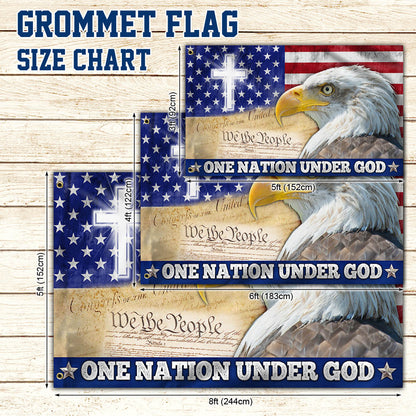 One Nation Under God, Christian Cross American Eagle Grommet Flag TPT165GF