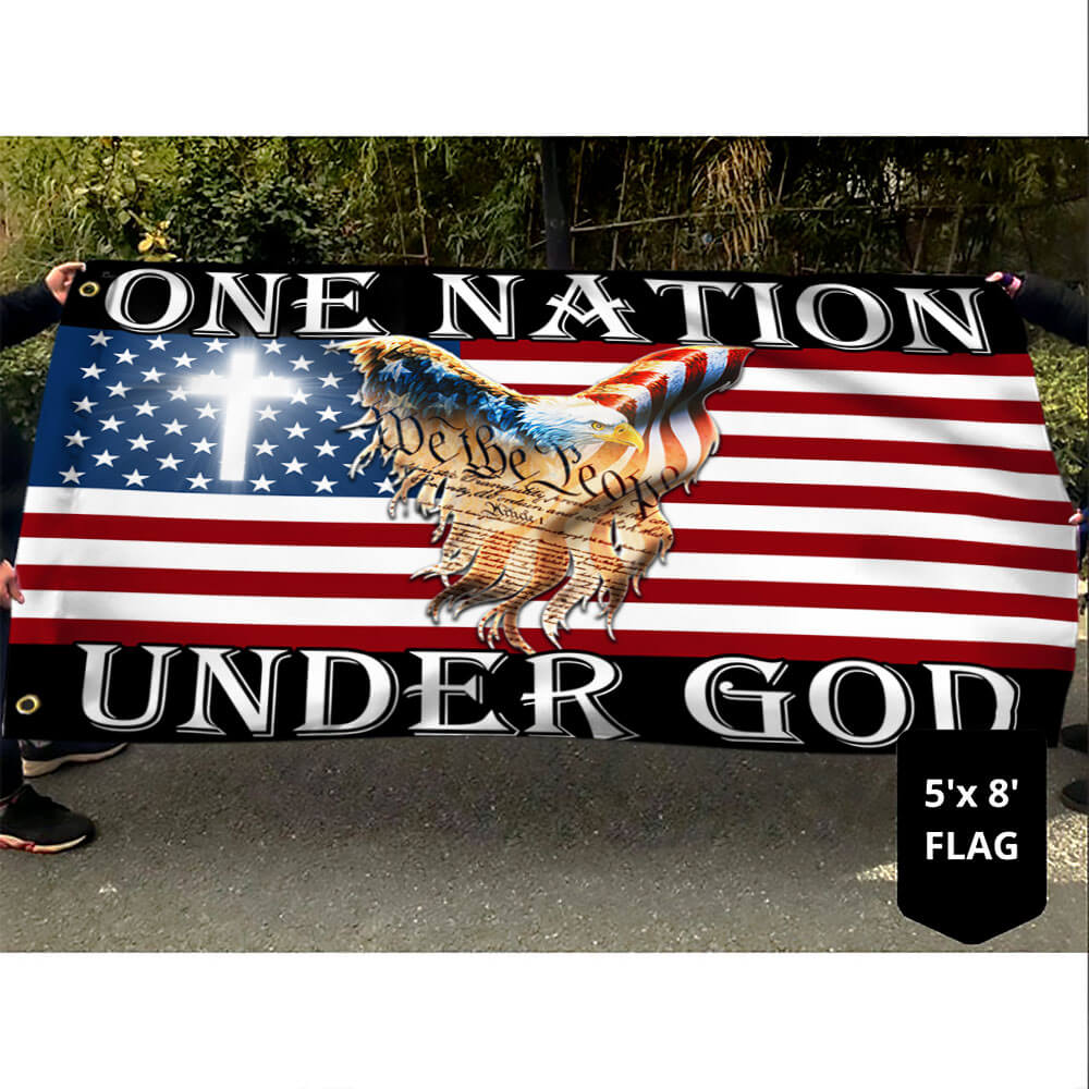 Flagwix American Flag - One Nation Under God Patriotic Eagle American Grommet Flag TPT1310GF