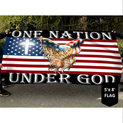 Flagwix American Flag - One Nation Under God Patriotic Eagle American Grommet Flag TPT1310GF