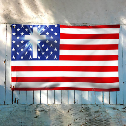 Flagwix American Flag - Christian Cross American One Nation Under God Flag TPT679GF