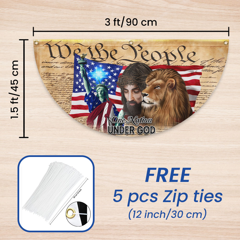 Lion Of Judah Jesus God Patriot One Nation Under God Non-Pleated Fan Flag MLN2628FL