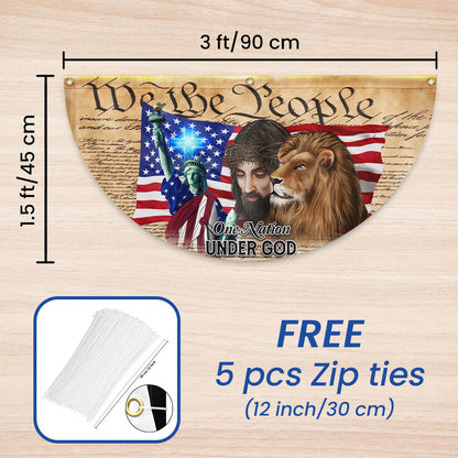 Lion Of Judah Jesus God Patriot One Nation Under God Non-Pleated Fan Flag MLN2628FL