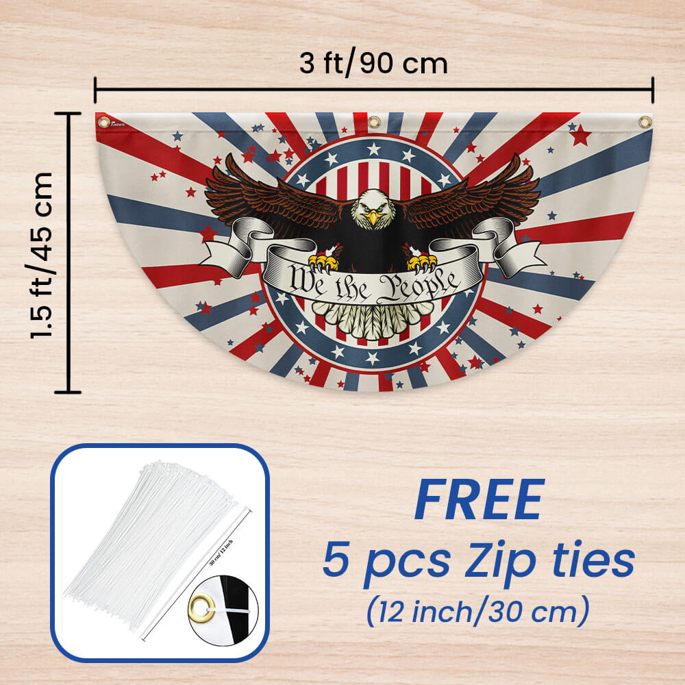 Patriotic Eagle We The People Non-Pleated Fan Flag MLN3419FL