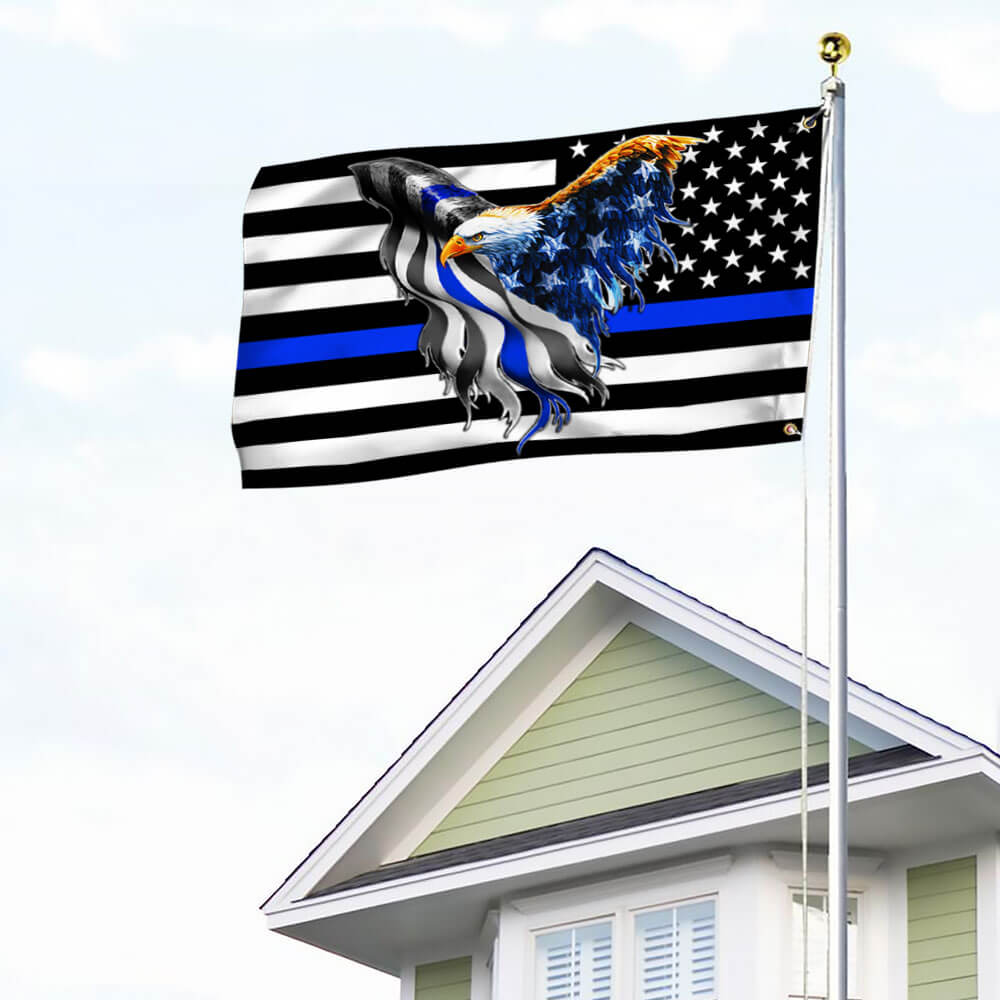 The Thin Blue Line. Police. Law Enforcement American Eagle Flag THB3482GFv3