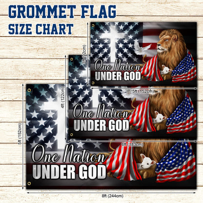 Cross Lion American Grommet Flag One Nation Under God DDH3077GF