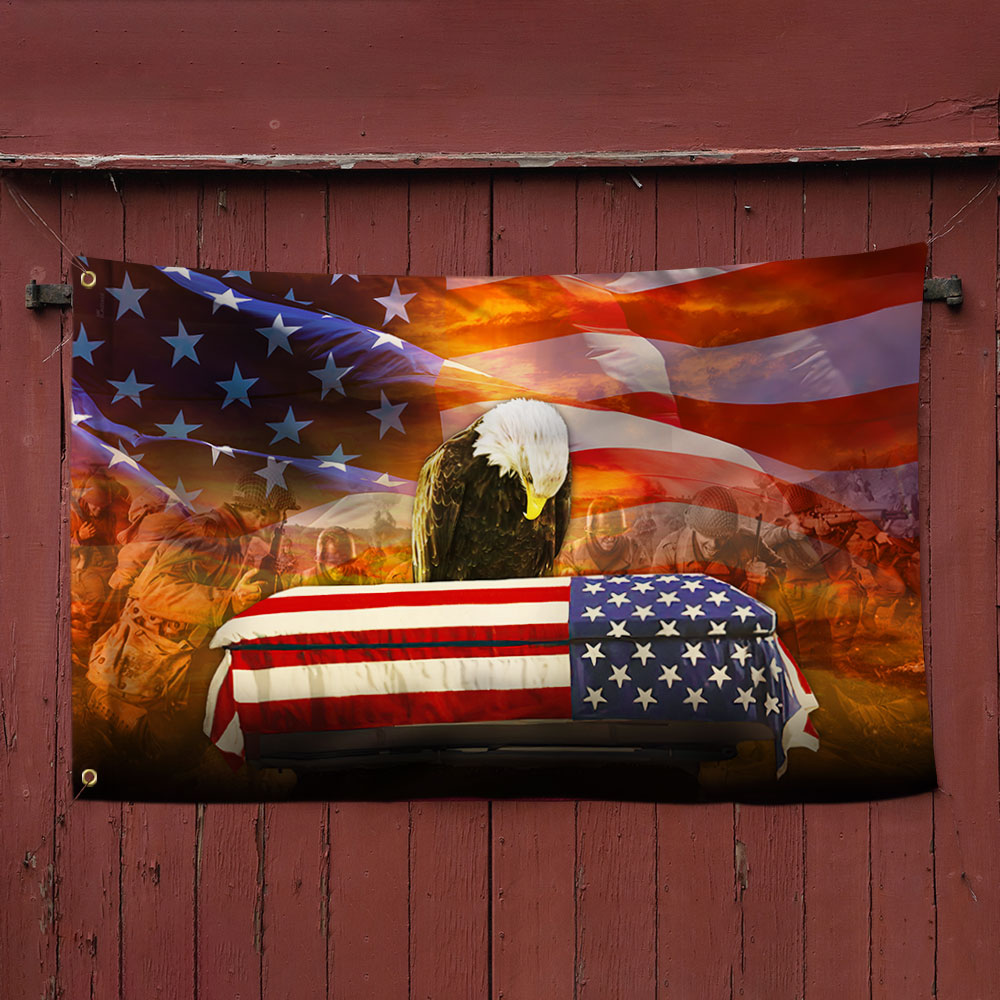 Veteran Flag Remembrance American Eagle Honoring All Who Served Grommet Flag QTR31GF