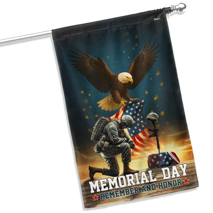 Memorial Day Eagle Kneeling Soldier Remember and Honor Flag MLN5543DTD