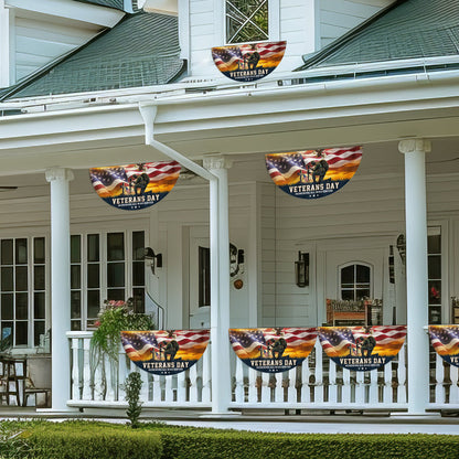 Veterans Day Honoring All Who Served Kneeling Soldier Non-Pleated Fan Flag MLN4014FL