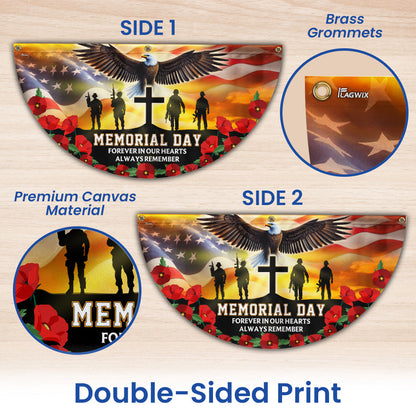 Memorial Day Forever In Our Hearts Non-Pleated Fan Flag VTM1208NTH