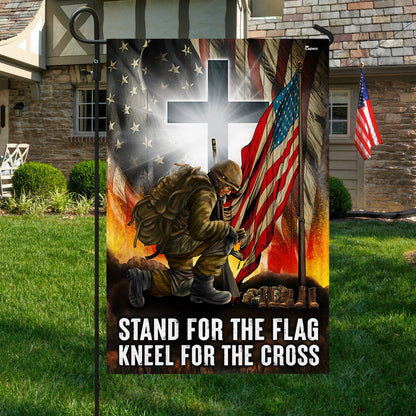 Veteran Flag Stand For The Flag Kneel For The Cross Veterans Day Flag MLN3970F