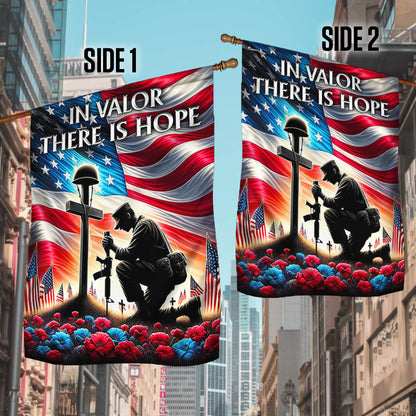 FLAGWIX  Veteran Memorial Day Kneeling Solder Cross In Valor There Is Hope Flag MLN2606F