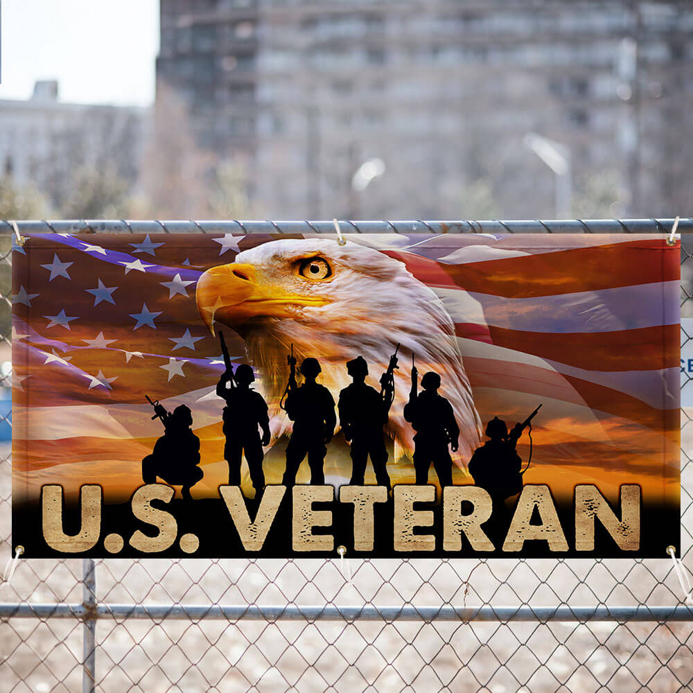 U.S. Veteran Military Fence Banner TQN2655FB