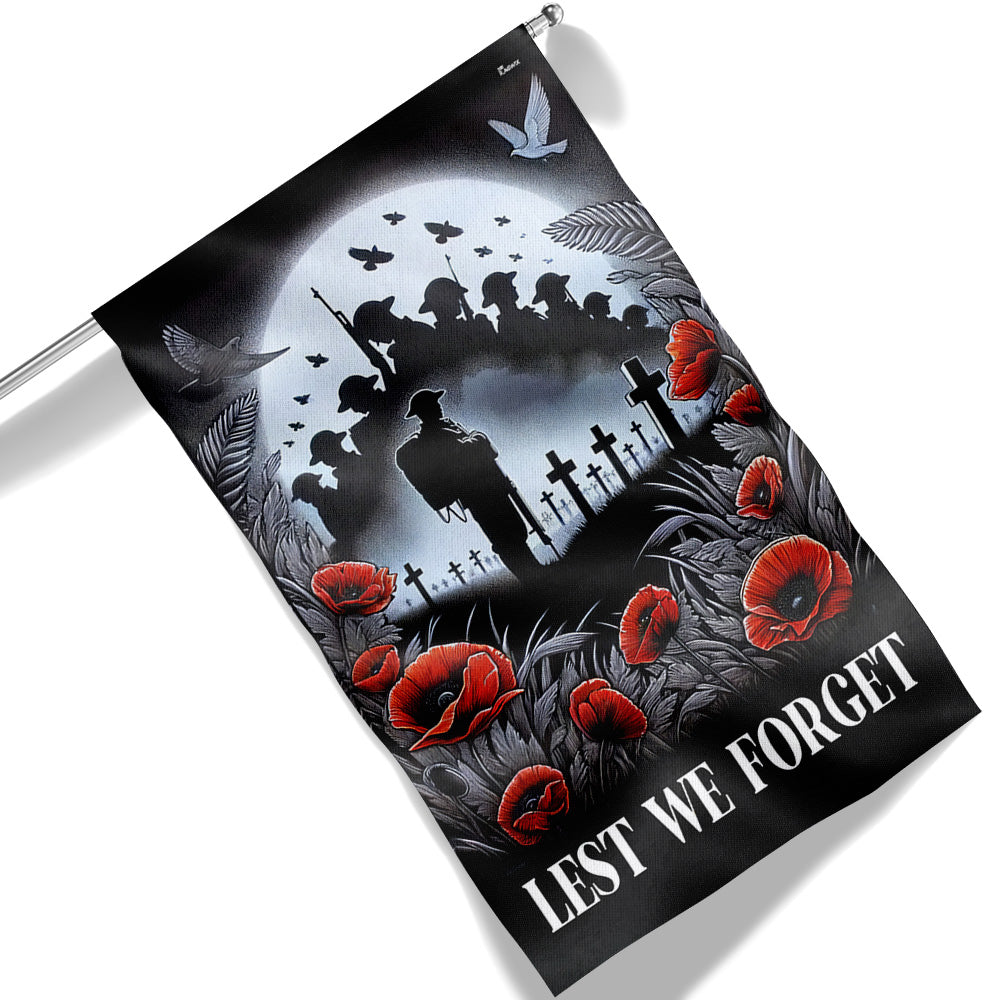 Lest We Forget Poppy Flowers Christian Cross Anzac Day Memorial Flag TPT1568F