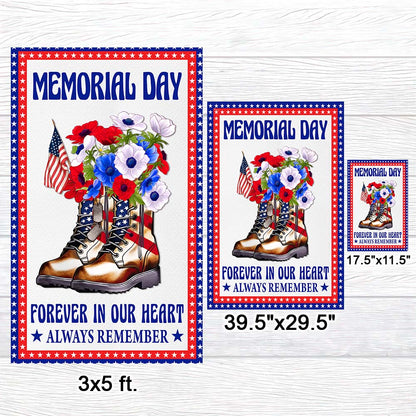 Memorial Day Veteran Boots Forever In Our Heart Always Remember Flag MLN1175F
