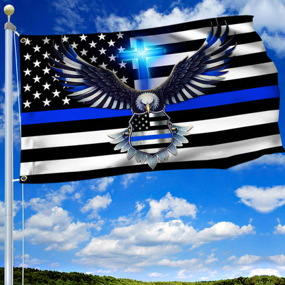 The Thin Blue Line. Police. Law Enforcement American Eagle Flag TPT1581GF