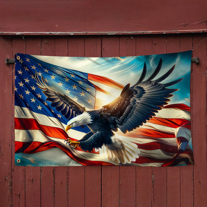 American Patriot Flag American Eagle Patriot Grommet Flag QTR723GF