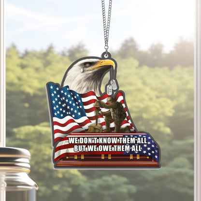 Veterans We Owe Them All, Memorial Patriotic Eagle American Suncatcher Acrylic Hanging TPT2201AS