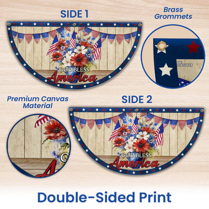 Flagwix American Flag - Patriotic Flowers Vase 4th of july God Bless America Non-Pleated Fan Flag MLN3001FL