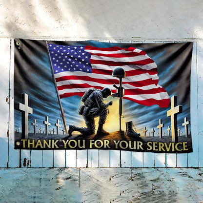 Veterans Day Thank you For Your Service Grommet Flag TQN3811GF