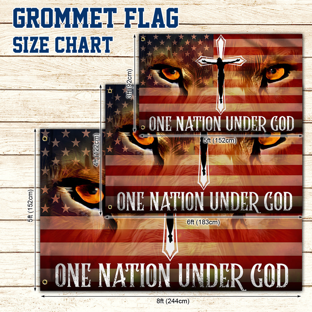 Jesus Lion Eyes Grommet Flag One Nation Under God BNT470GF