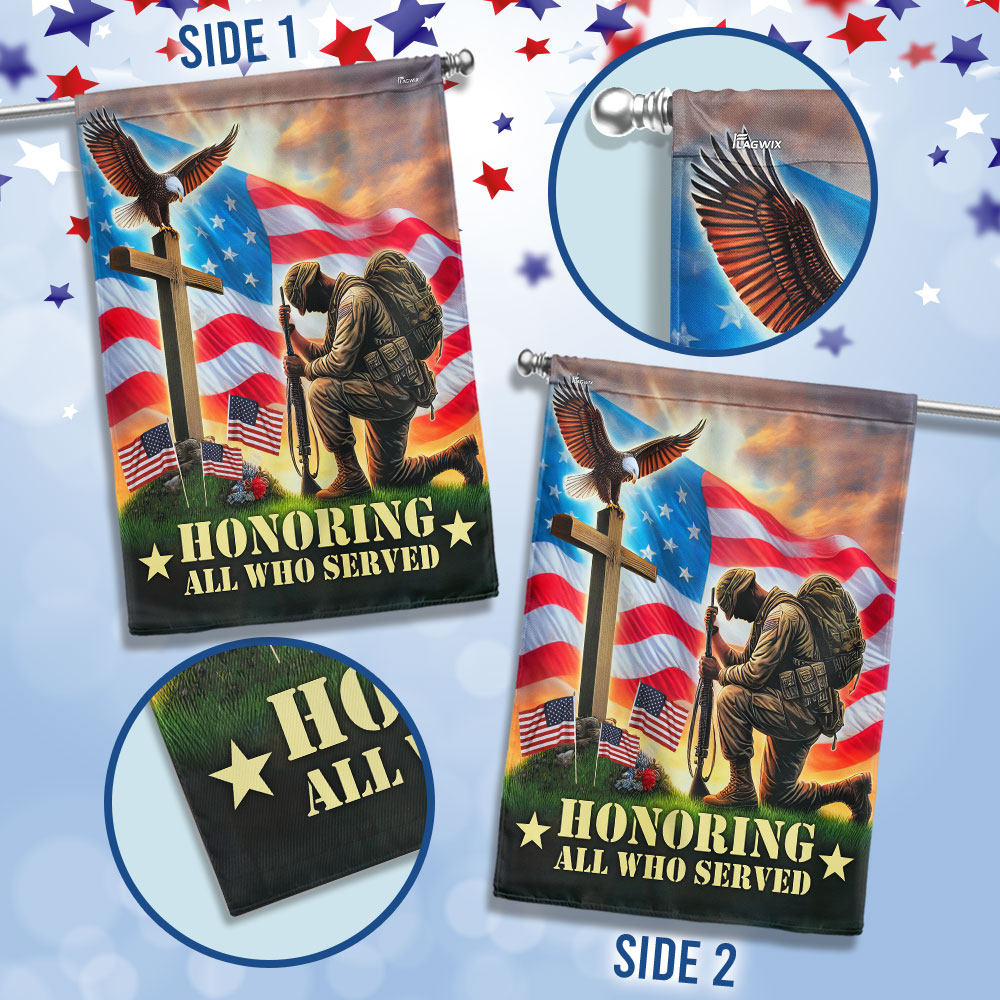 Veterans Day Honoring All Who Served Kneeling Soldier Veteran American Flag MLN4043F