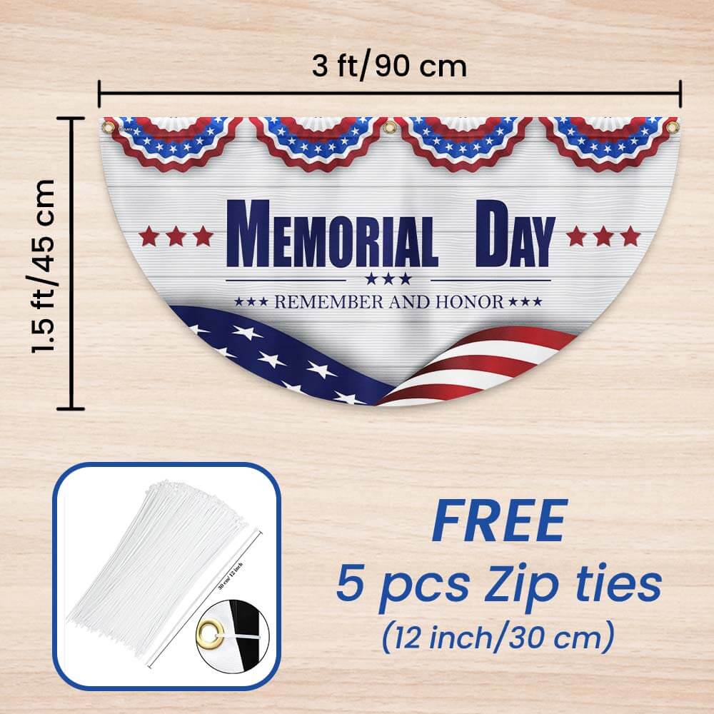 Memorial Day Remember and Honor Veteran Non-Pleated Fan Flag MLN2707FL