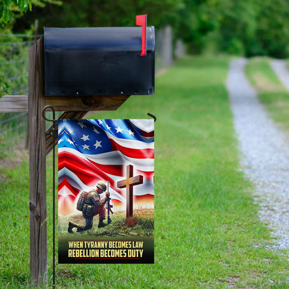 Veteran Kneeling The Cross Flag When Tyranny Becomes Law  Rebellion Becomes Duty MLN3170F