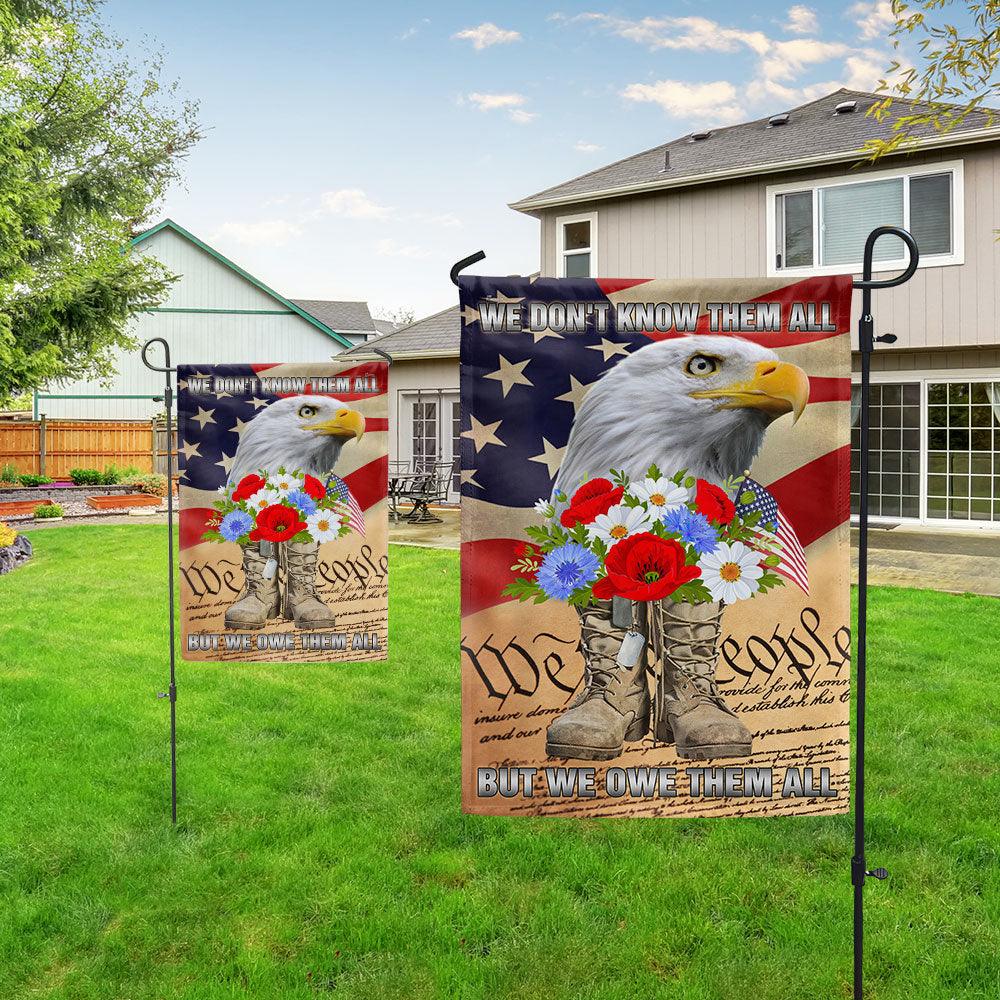 Memorial Day Veteran Boots Eagle We Don't Know Them All But We Owe Them All Flag MLN1207F