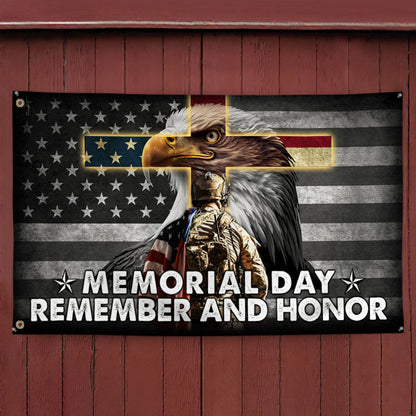 Memorial Day Remember and Honor Veteran American Eagle Grommet Flag TPT725GF