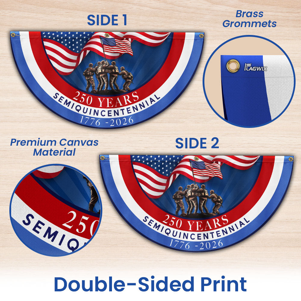 Flagwix American Flag - USA 250th Anniversary Semiquincentennial Non-Pleated Fan Flag